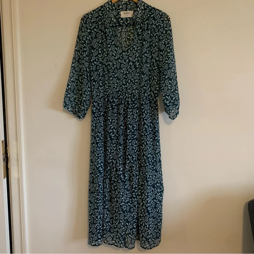 ba&sh Bonnie Bleupaon Blue Floral Midi Dress, Medium - Picture 3 of 16